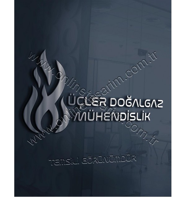 Mühendislik, Doğalgaz Firması Logo Örneği - Ateş, Alev, Yuvarlak, Çark Logo (380 TL) Online Tasarım Matbaa