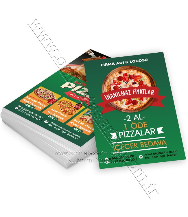 El Broşür Pizza, Pizzacı Restaurant Baskı