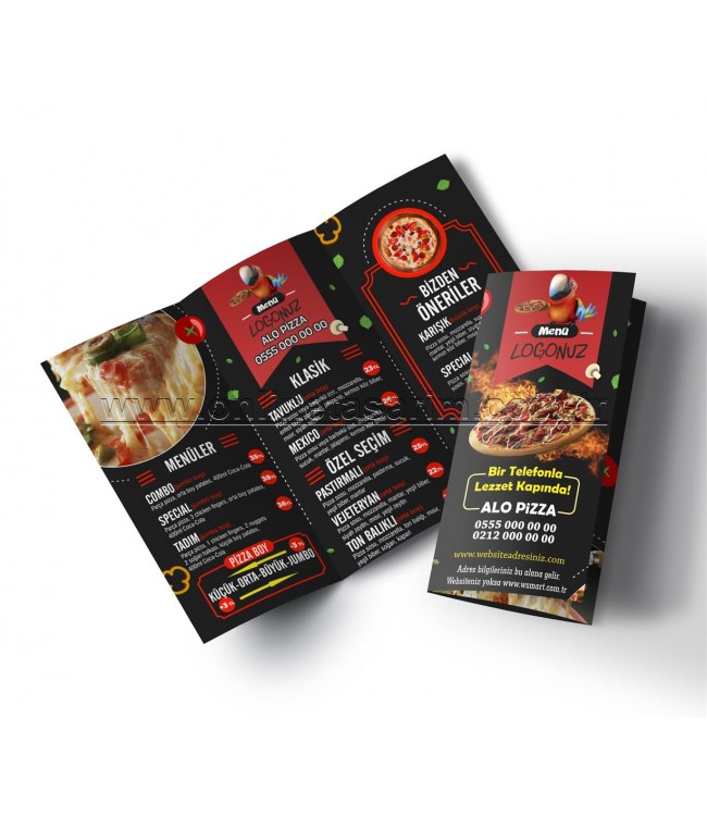 Katlamalı Pizzacı El Broşür Baskı, El ilanı - Uygun Fiyat