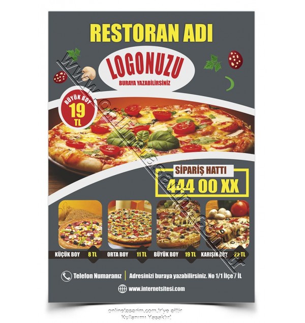 El Broşür Pizza, Pizzacı Restaurant Baskı