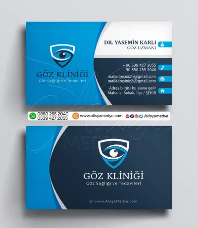 Mavi Lacivert Göz Kliniği Kartvizit Baskı Modeli