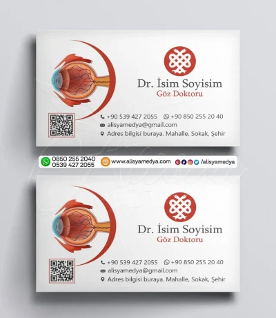 Alisya Medya, göz sağlığı hizmeti veren işletmelere özel, göz sembolü içeren şık kartvizit tasarımları ile profesyonel baskı çözümleri sunmaktadır.
