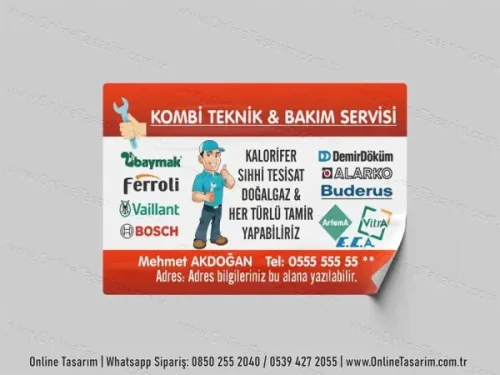 kombi tamir bakım servisi etiket sticker tasarım örneği