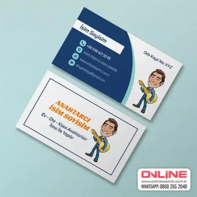 Anahtar tutan adam sembollü çilingir kartvizit