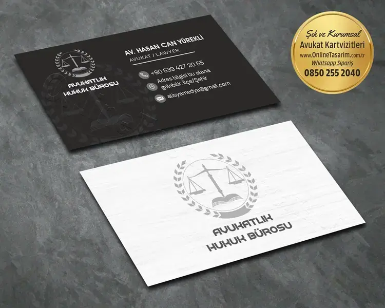 Model avukat kartvizit tasarımında beyaz ve siyahın kusursuz birlikteliği göz kamaştırıyor