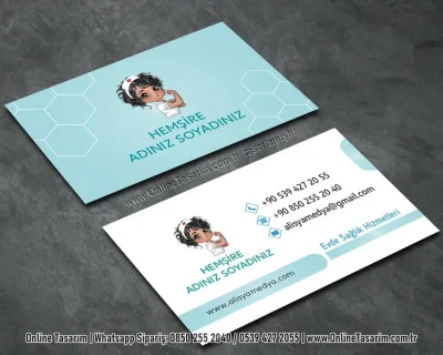 sağlık sektörü için hazırlanmış hemşire kartvizit baskı örneği