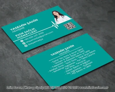 yeşil renklerde sağlık kartvizit - hemşire kartvizit