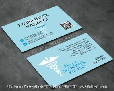 sağlık logolu QR kodlu kartvizit - hemşire kartvizit baskı örneği