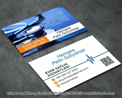 steteskop resimli evde sağlık kartvizit, hemşire kartvizit örneği