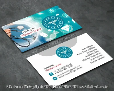 steteskop resimli, sağlık tıp logolu - hemşire kartvizit örneği