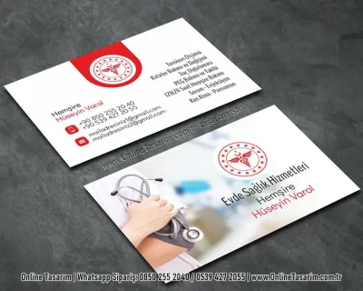 steteskoplu hemşire kartvizit tasarım örneği