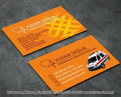 ambulans resimli kartvizit, sağlık logolu sağlık kabini hemşire kartvizit