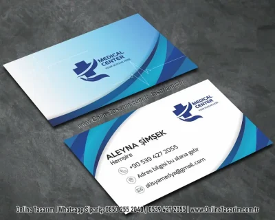 mavi dalgalı sade kartvizit tasarımı - sağlık hemşire kartvizit