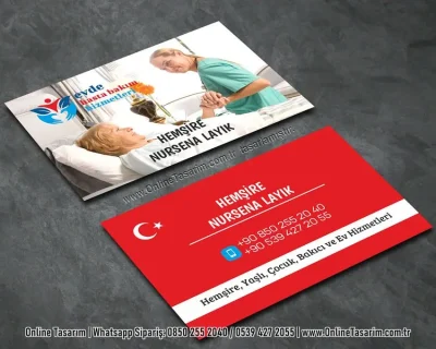 hasta yaşlı bakım kartvizit, evde sağlık kartvizit örnekleri, hemşire kartvizit baskı modeli
