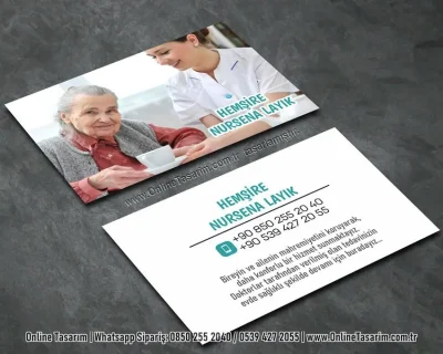 yaşlı hasta bakım kartvizit, evde sağlık hizmetleri kartviziti, hemşire kartvizit tasarımı