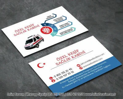 ambulans resimli kartvizit, evde sağlık hizmetleri kartvizit, hemşire kartvizit örneği