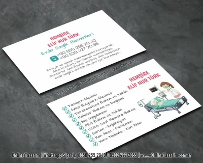 evde sağlık hizmetleri kartvizit, hemşire kartvizit, hasta bakım kartvizit örneği