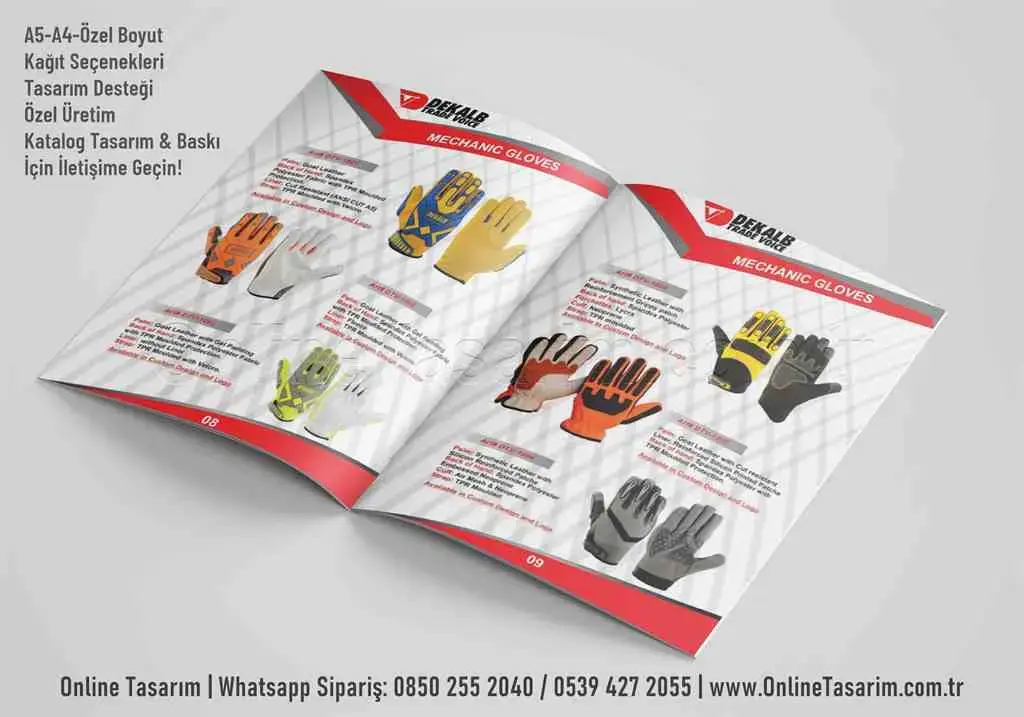 eldiven ürün tanıtım katalog baskı örneği