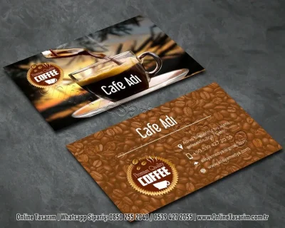 cafe kartvizit baskı örneği - kahve çekirdekleri kartvizit tasarımı