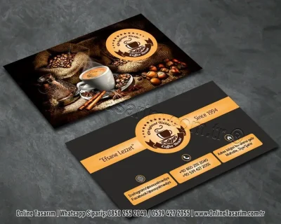 kahve çekirdeği resimli koyu kartvizit - cafe kartvizit örneği