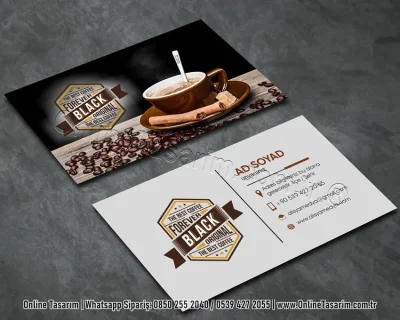 kahve resimli şık kartvizit - cafe bistro için hazırlanmış kartvizit örneği