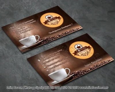 kahve resimli cafe kartvizit baskı modeli