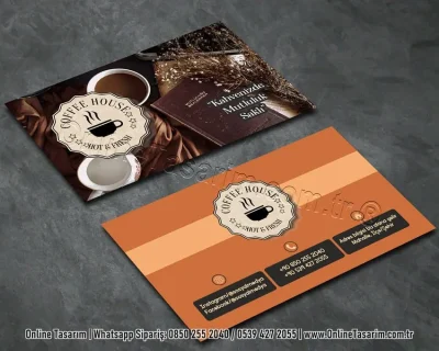 kahve resimli şık kurumsal kartvizit modeli - cafe kartvizit örneği
