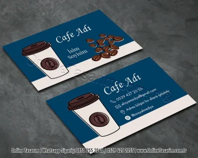 lacivert renklerde kahve kartvizit - cafe kartvizit baskı örneği