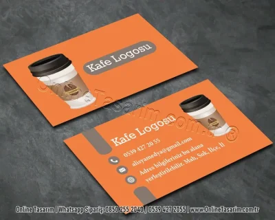 sade turuncu renk cafe kartvizit tasarım örneği