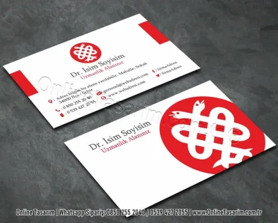 kırmızı beyaz sağlık logo içeren doktor kartvizit