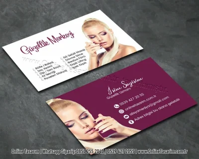 mor renkli lüks kartvizit tasarımı - güzellik kartvizit modeli