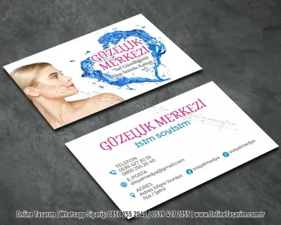 beyaz sade kartvizit tasarımı - güzellik kartvizit örneği