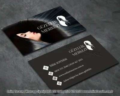 siyah kartvizit - saç, kuaför kartvizit, güzellik sektörü kartvizit