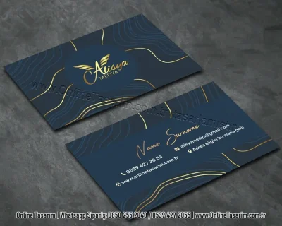 lacivert lüks kartvizit örneği - güzellik kartvizit modeli