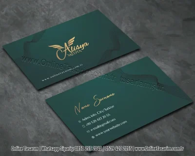 koyu yeşil kartvizit - güzellik kartvizit tasarım örneği