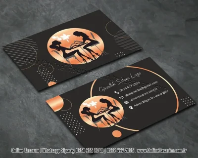 siyah zemin, kuaför kartvizit, güzellik kartvizit tasarım örnekleri