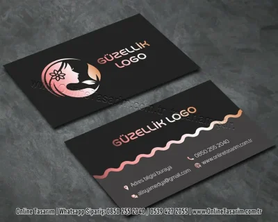 siyah ve gold rose renklerde kartvizit - güzellik kartvizit modeli