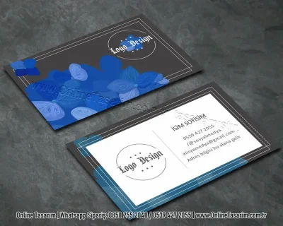 mavi çiçekli kartvizit - güzellik kartvizit tasarım örneği