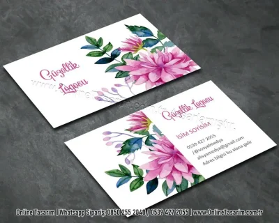 çiçekli kartvizit, büyük çiçekler içeren güzellik kartvizit