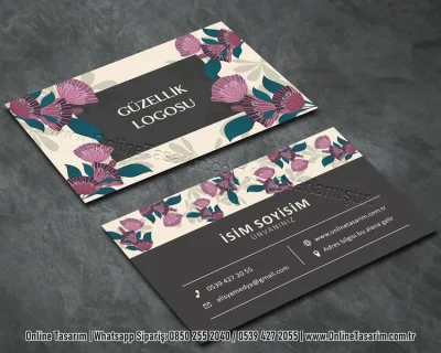 çiçekli kartvizit, güzellik kartvizit tasarım örneği