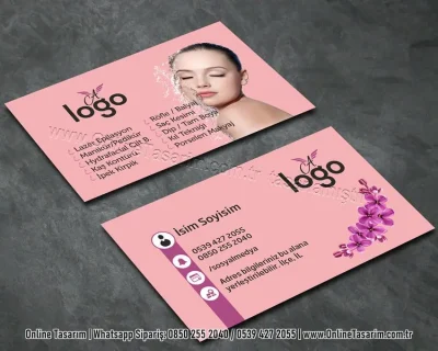 pembe kartvizit, güzellik kartvizit modeli