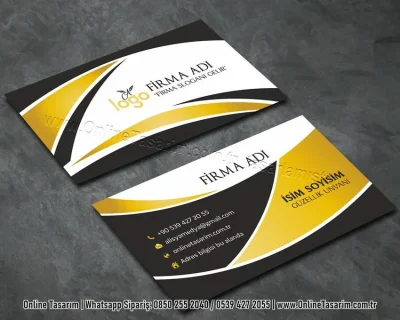 siyah ve altın renklerde kartvizit tasarım örneği - güzellik kartvizit