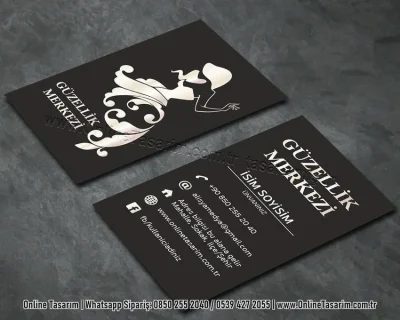 siyah zeminli güzellik kartvizit tasarım örnekleri