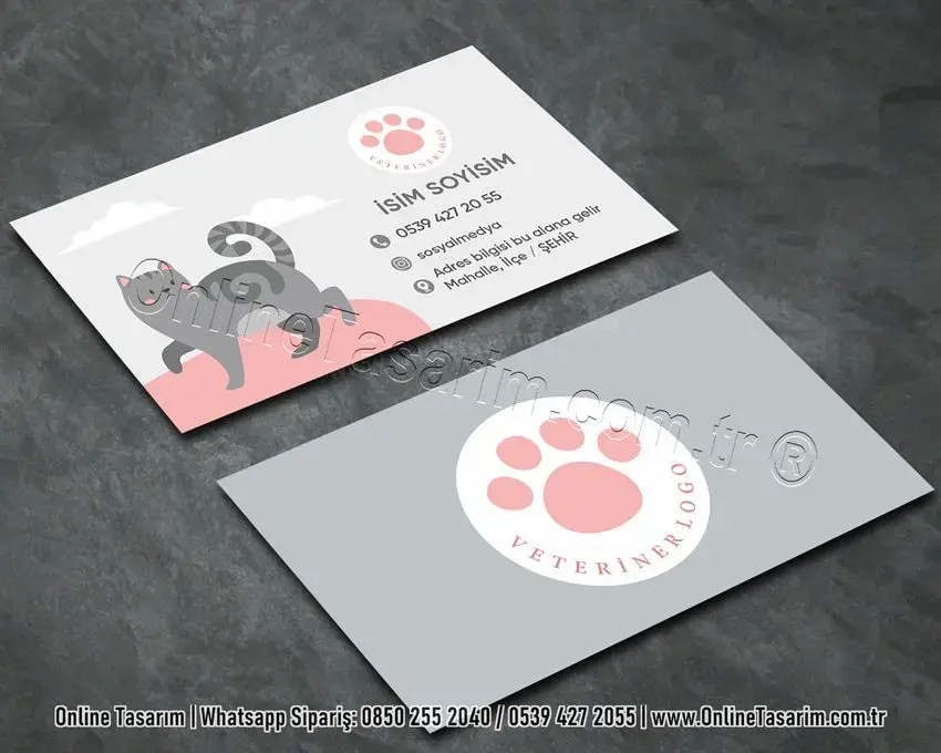 kedi kartvizit, pet shop ve veteriner kartvizit örneği