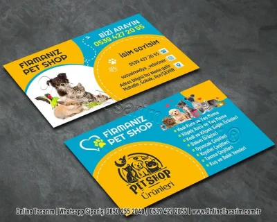 pet shop kartvizit, pet shop ürünleri, yem mama satışı kartvizit