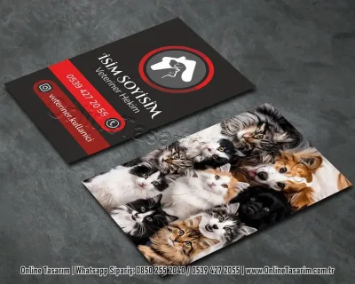 siyah kırmızı kartvizit - petshop kartvizit, veteriner kartvizit tasarım örneği