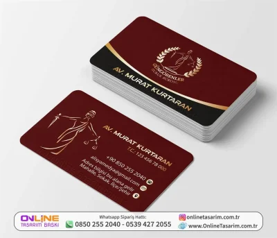 Bordo Renklerde Lüks Profesyonel Avukat Kartvizit Tasarım Örneği