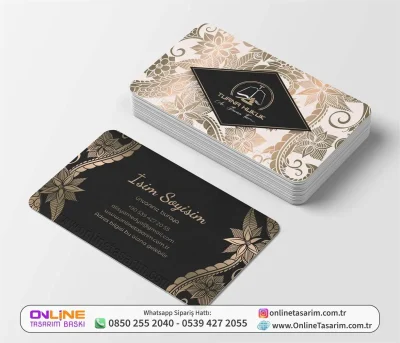 Bronz ve Siyah Renklerde Lüks Avukat Kartvizit Baskı Örneği