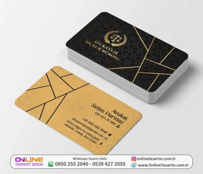 Siyah ve Bej Renklerde Çizgili Avukat Kartvizit Tasarım Örneği