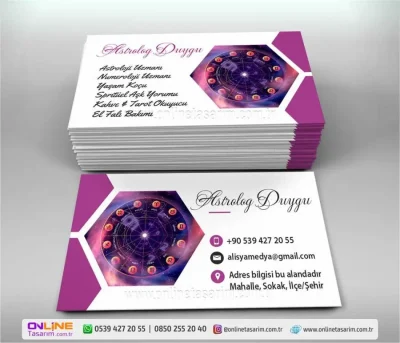 mor renklerde astroloji kartvizit